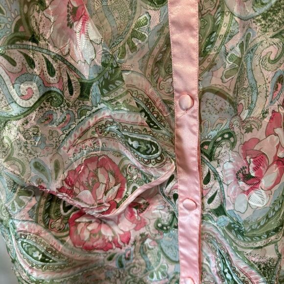 Victoria’s Secret Gold Label Vintage Sheer Pink Green Floral Nightgown - Picture 4 of 6